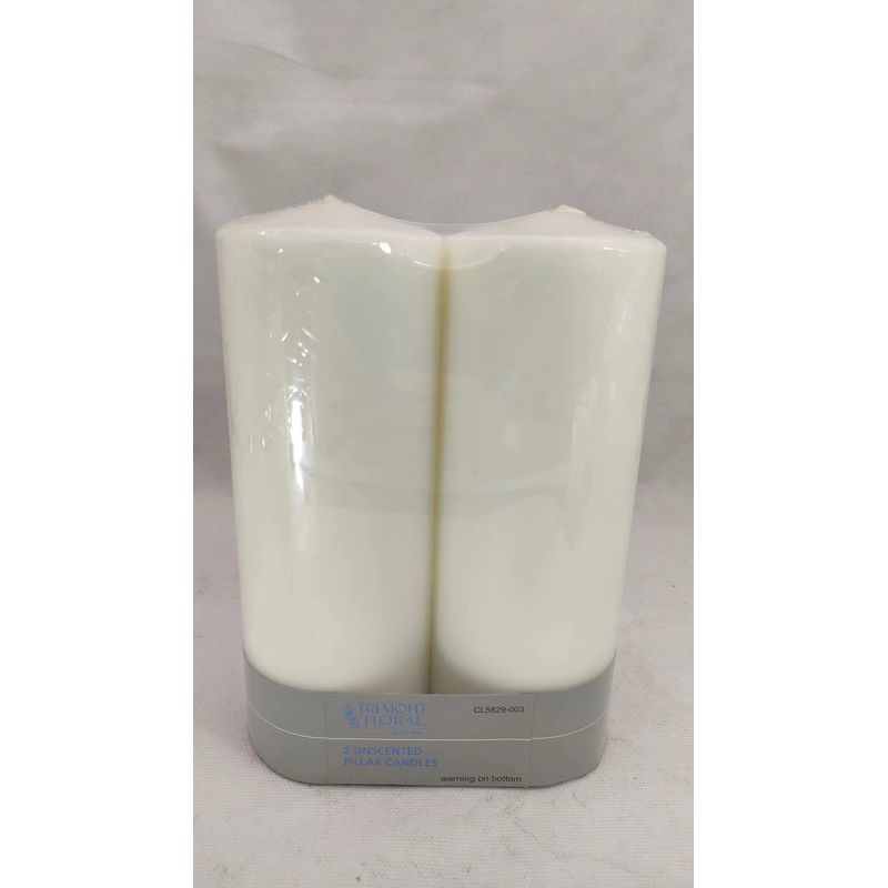 8" White Pillar Candle, 2ct.