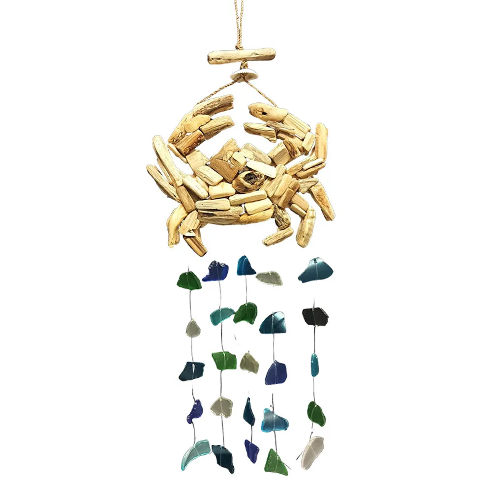 16" DRIFTWOOD CRAB GLASS CHIME