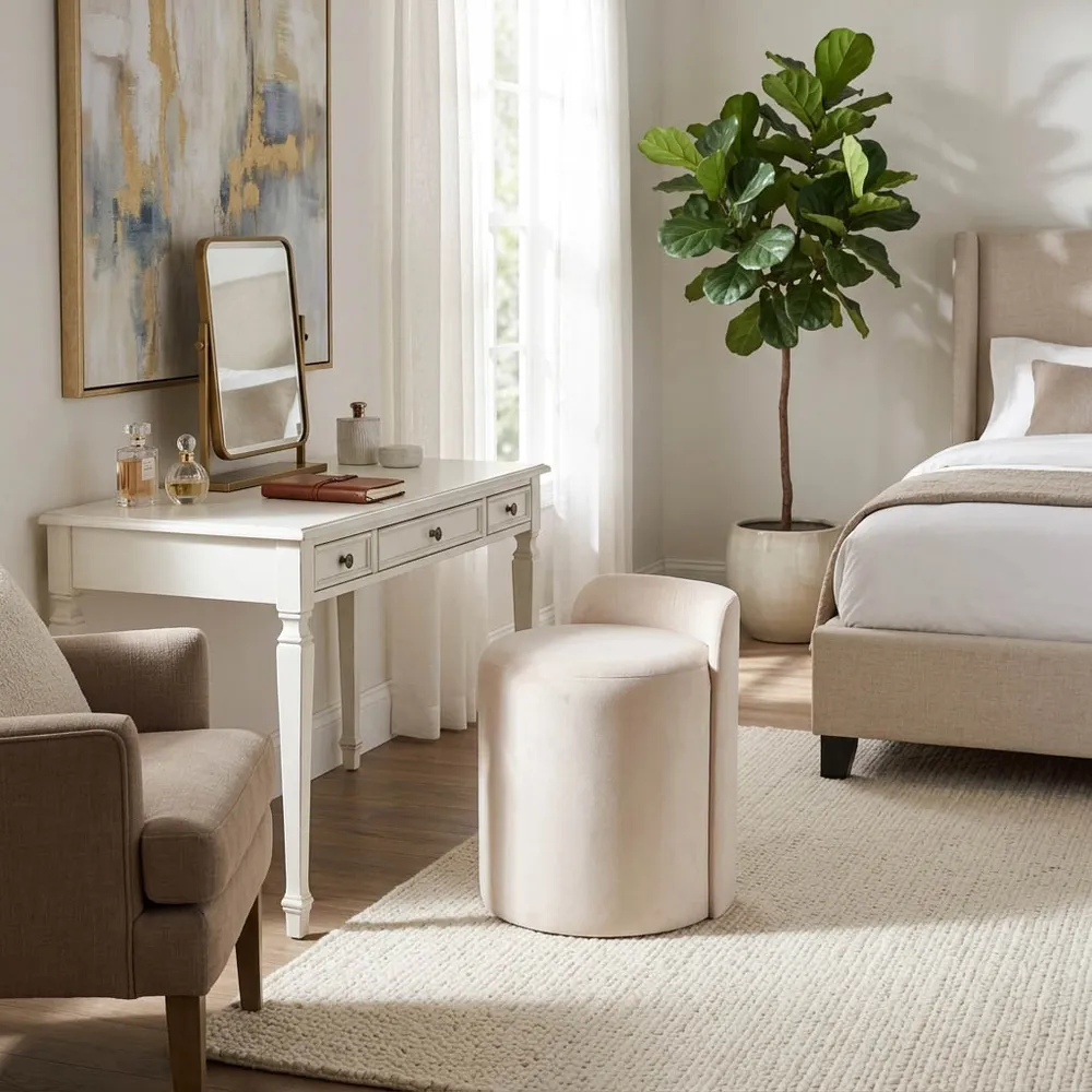 BAYARDMILL WHITE OTTOMAN 22 (IN)