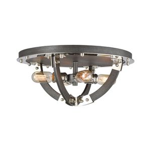 Riveted Plate 19'' Wide 4-Light Flush Mount - Silverdust Iron 2