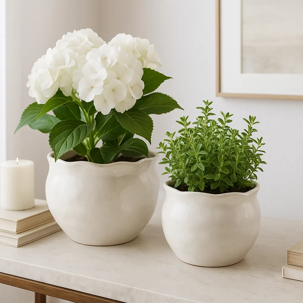 DRAPERSTONE SET OF 2 WHITE PLANTER 9 (IN)