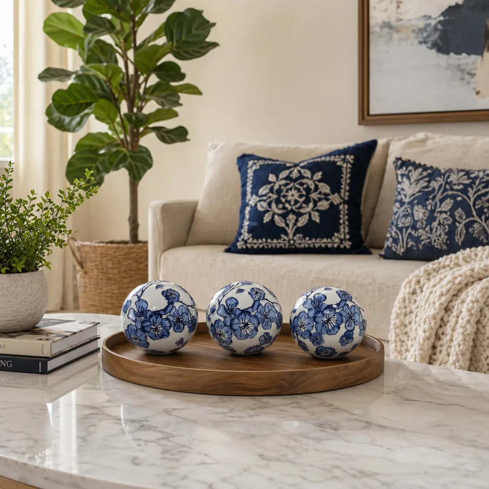 HEWITTFIELD SET OF 3 BLUE ORBS 5 (IN)