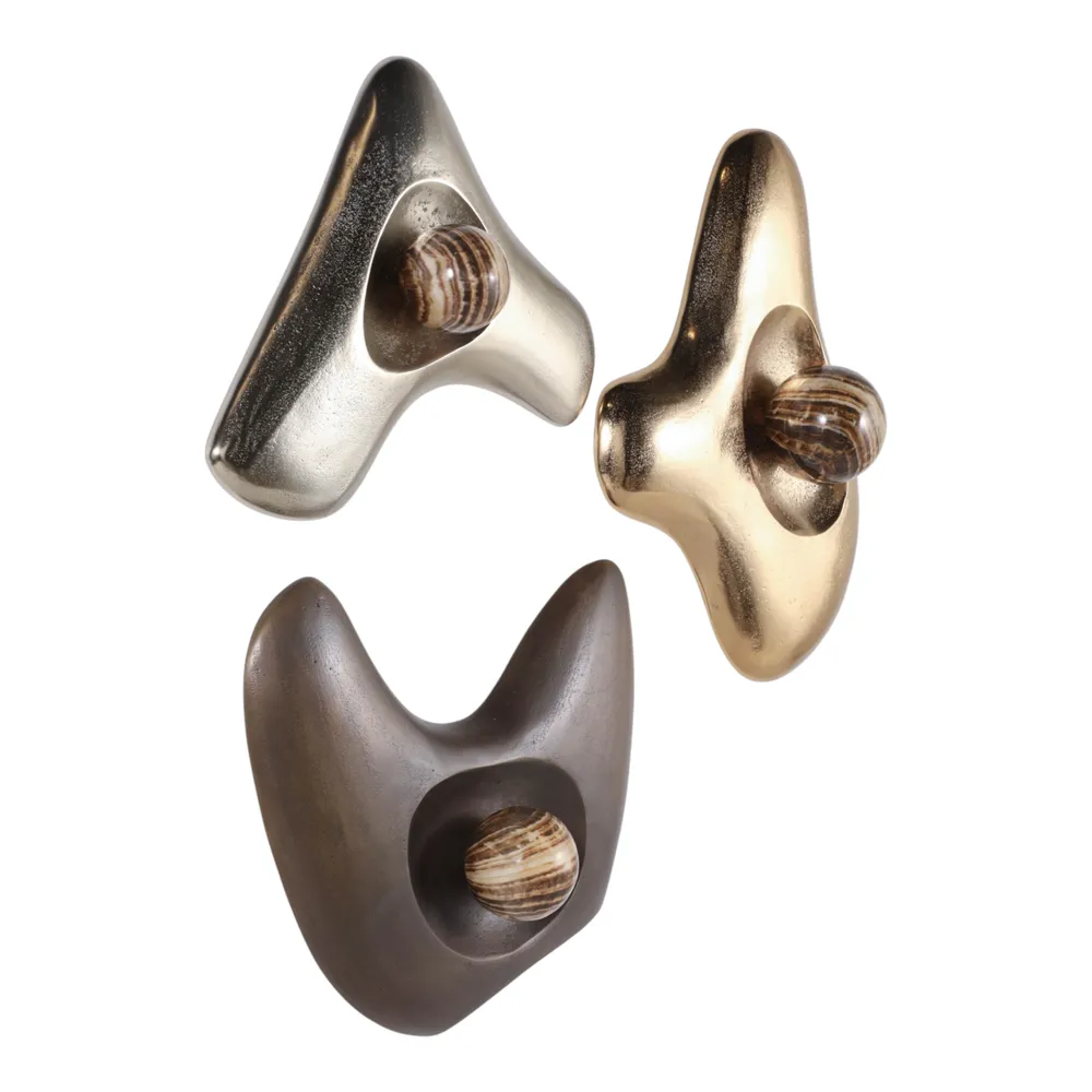 ALCOTT SET OF 3 SILVER WALL SCULPTURES 4 (IN)