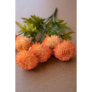 Bundle of 7 Artificial Orange Ball Dahlias 7