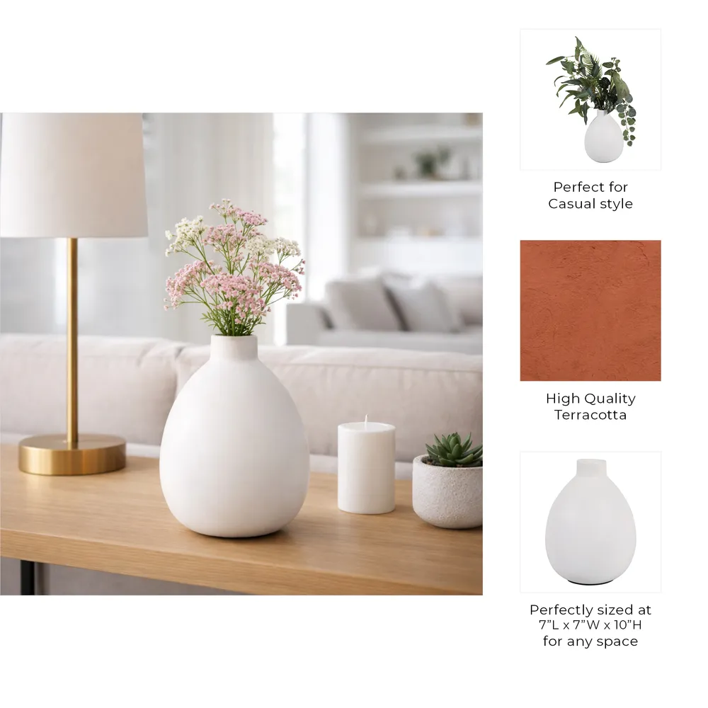 DUTTONSIDE WHITE VASE 10 (IN)