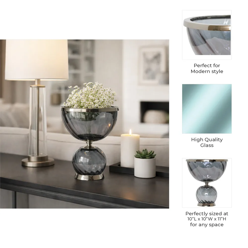 ASPENSIDE GRAY GLASS VASE 11 (IN)