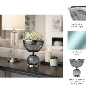 ASPENSIDE GRAY GLASS VASE 11 (IN) 8
