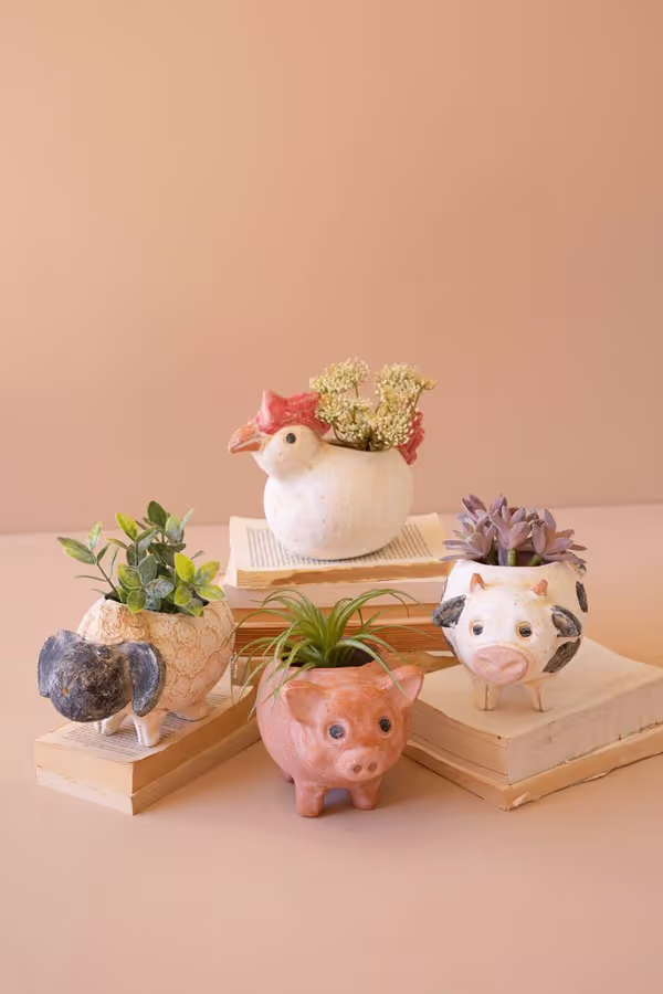 Set of 4 Farm Animal Planters