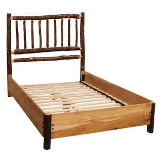 Hickory Log Traditional Bed with Rail System - King - Cognac