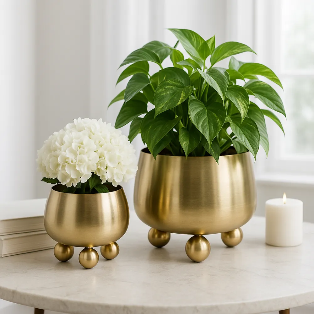 ALBAFIELD SET OF 2 GOLD PLANTER 9 (IN)