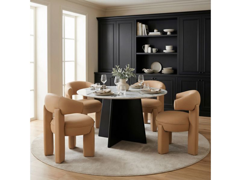 Strela Dining Table White & Black 8