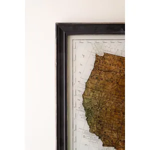 Framed Vintage-Inspired Usa Map Print with Gold Leaf Under Glass 3