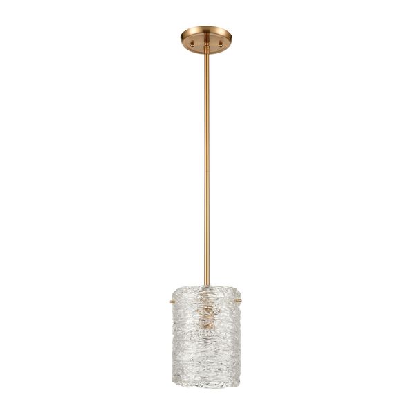 Chiseled Ice 7'' Wide 1-Light Mini Pendant - Satin Brass