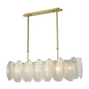 Hush 47'' Wide 6-Light Linear Chandelier - Aged Brass with White 1