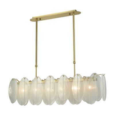 Hush 47″ Wide 6-Light Linear Chandelier - Aged Brass with White