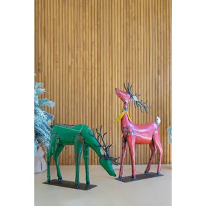 Set of 2 Recycled Metal Deer 1