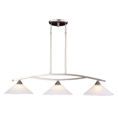Elysburg 43″ Wide 3-Light Linear Chandelier - Satin Nickel