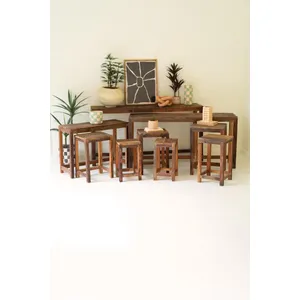 Set of 9 Recycled Wood Display Tables 2