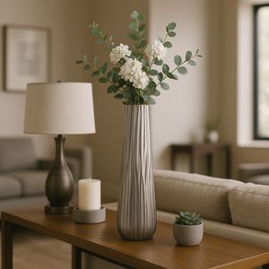 METAL, 23" JESSON LARGE SILVER VASE 2