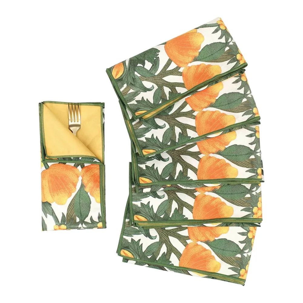 Icelandic Poppies Gold Eco Dinner Napkins (Set of 6)