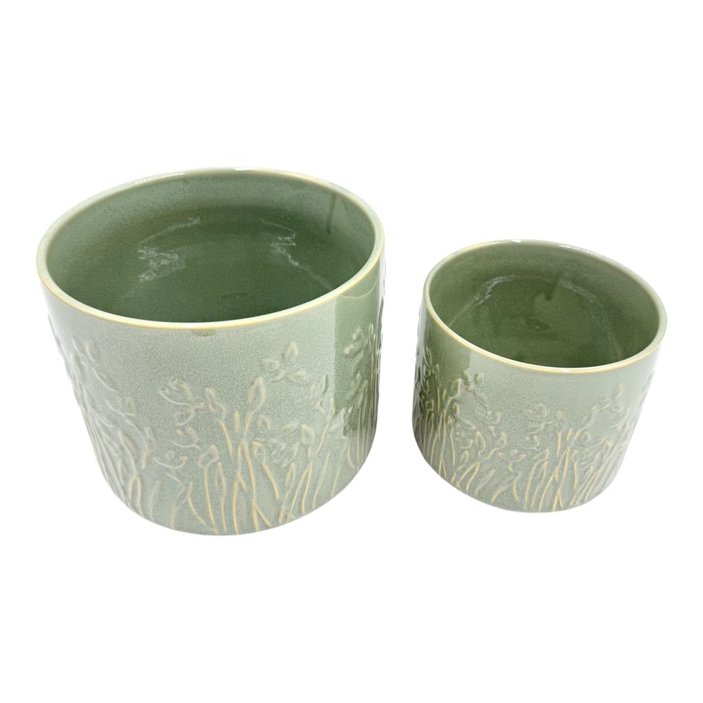 DANEBY SET OF 2 GREEN PLANTER 7 (IN)