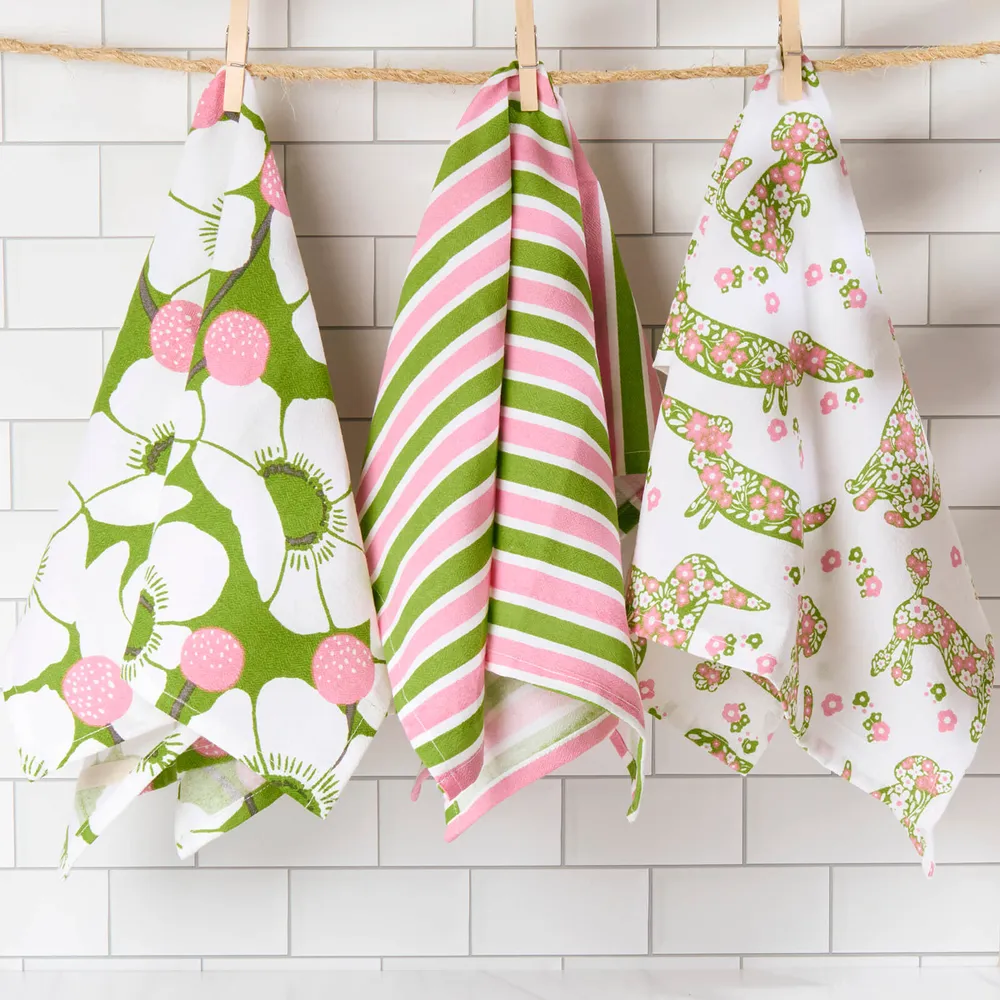 Petals & Paws Cotton Kitchen Towels (Set of 3)