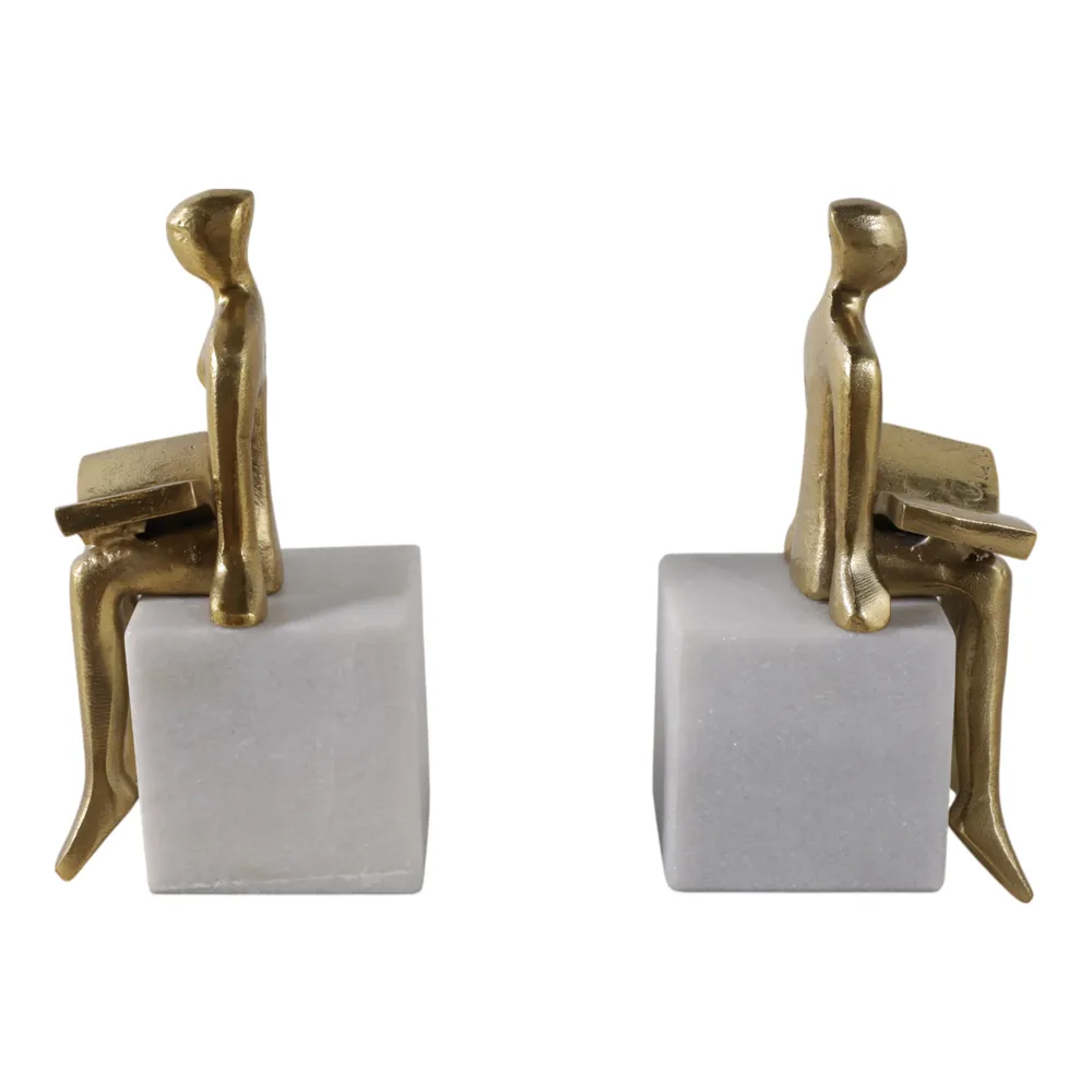 PAXTONLAKE SET OF 2 WHITE BOOKENDS 8 (IN)