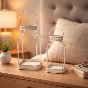 Milk Lanterns Set of 2 15in and 12inH 3