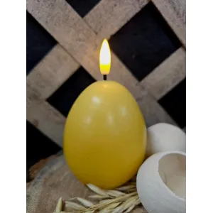 Yellow Egg Shaped 3D Flame LED Candle 3x3.5in 2