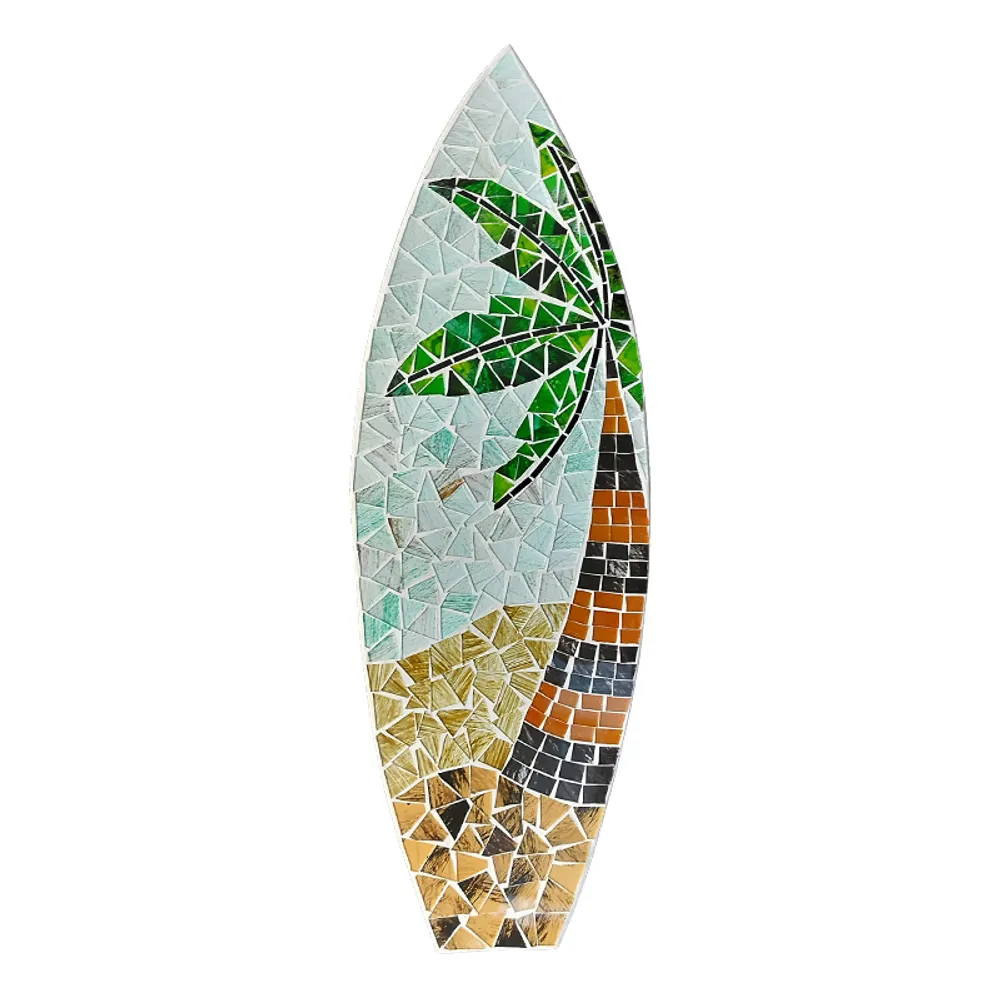 23-1/2" MOSAIC PALM TREE SURFBOARD PLQ