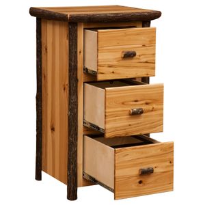 Hickory Log Three Drawer File Cabinet - Natural 3