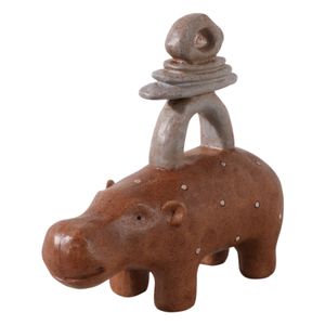 8" HIPPO WITH STACKED STONES, MULTI 3