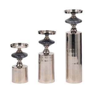 HAMPTONMILL SET OF 3 GRAY CANDLE HOLDER 17 (IN) 1