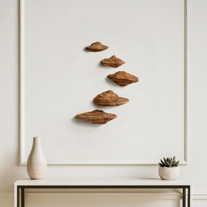 CLEOOAK SET OF 5 TAN WALL SCULPTURES 6 (IN) 2