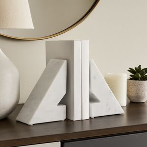 HUTTONLAKE SET OF 2 WHITE BOOKENDS 6 (IN) 2