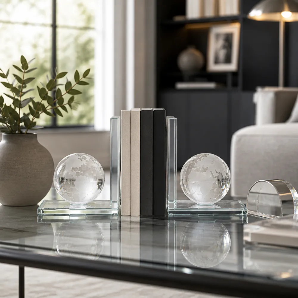 HASTINGSLAKE SET OF 2 CLEAR BOOKENDS 6 (IN)