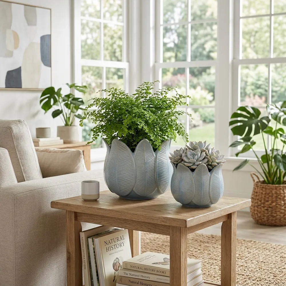 BRADYRIDGE SET OF 2 BLUE PLANTER 7 (IN)