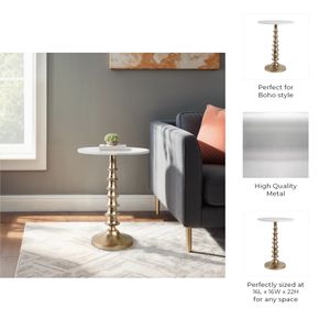 22X16" LAYERED LILYPAD ACCENT TABLE, WHITE/GOLD 10
