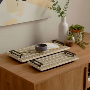 COREYGROVE SET OF 2 BLACK TRAY 3 (IN) 2