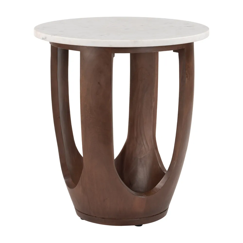 Vaan Side Table White & Walnut