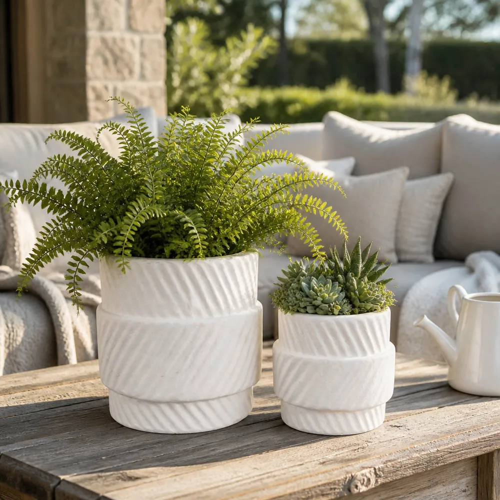 COLVINWICK SET OF 2 WHITE PLANTER 10 (IN)