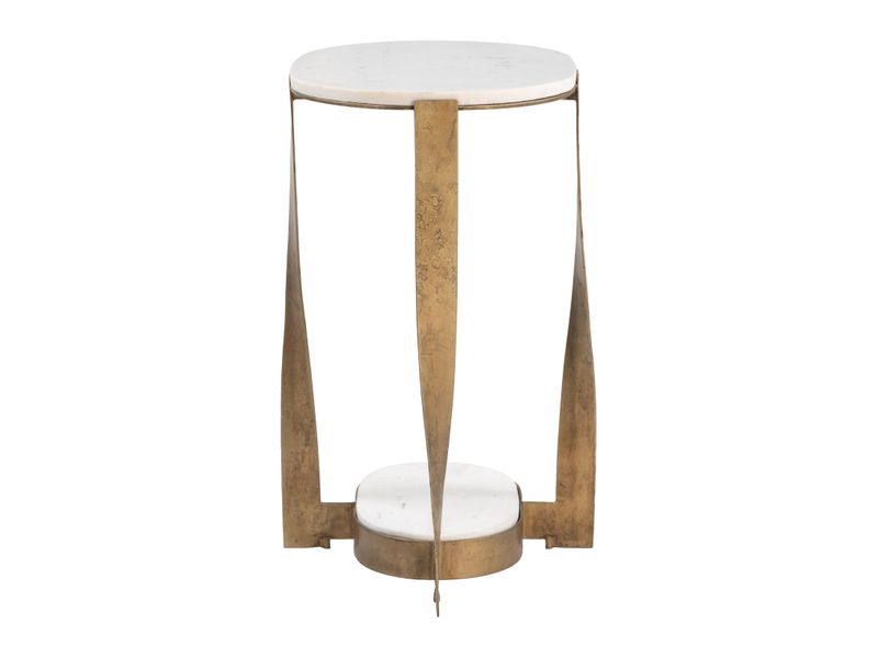 Orion Accent Table White & Brass 3