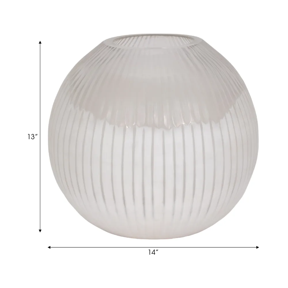 RAMONASHAW WHITE GLASS VASE 13 (IN)