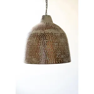 White-Washed Rustic Metal Hammered Pendant Light 3