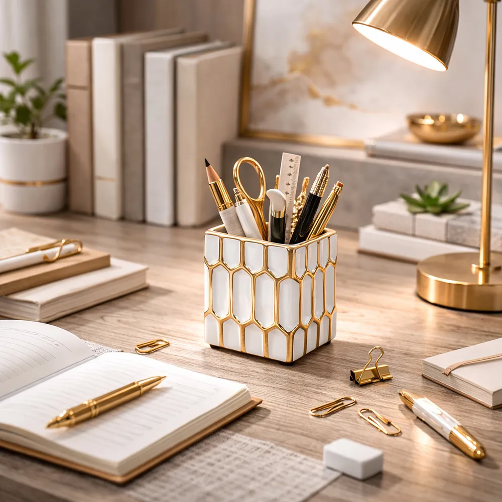 WAYLANDBURN WHITE PEN HOLDER 4 (IN)