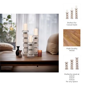 DESMONDRIDGE SET OF 3 WHITE CANDLESTICK 22 (IN) 9