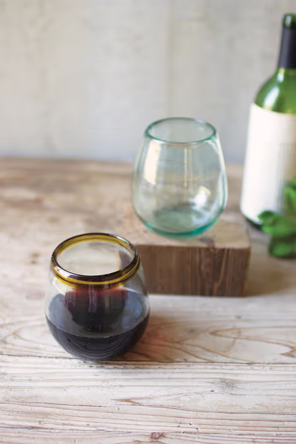 Clear Stemless Wine Glass