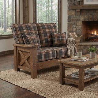 WoodShop Loveseat - Standard Leather - Backrest:  Leather TBD; Seat:  Leather TBD