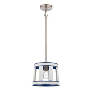 White Burlap 10'' Wide 1-Light Mini Pendant - Ocean Blue 2