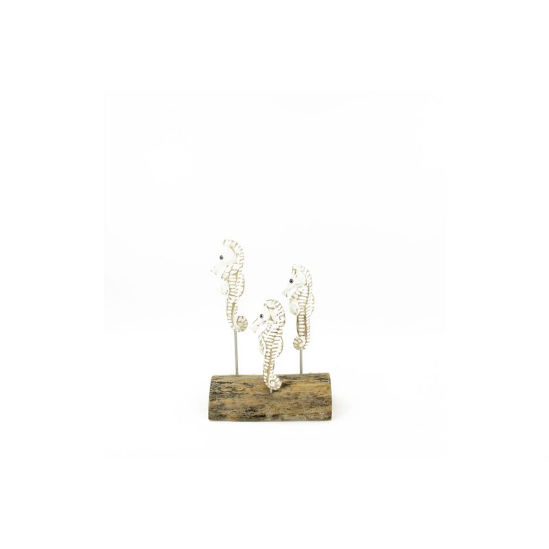 7" x 10.6" Seahorses on Wood Stand